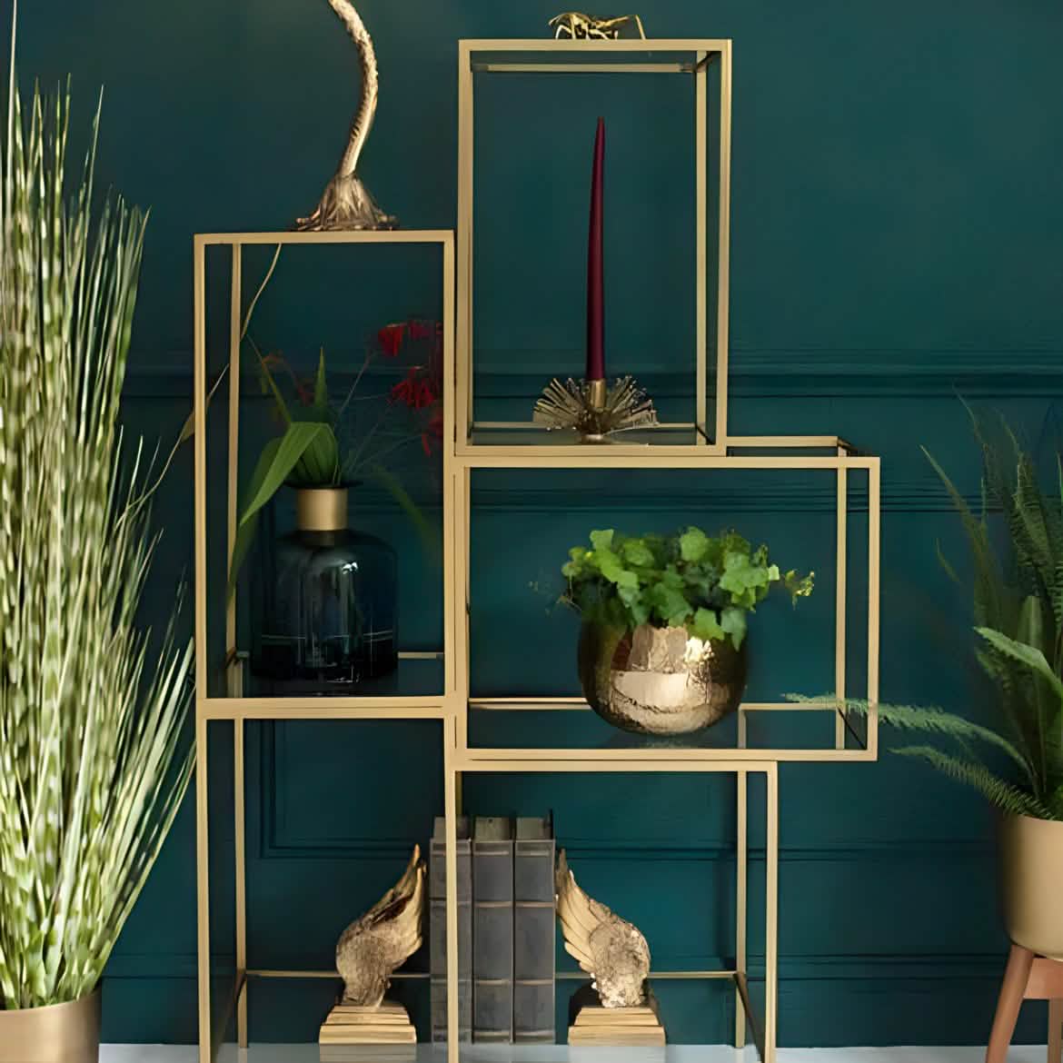 Sta180 - وحدة أرفف معدن و زجاج